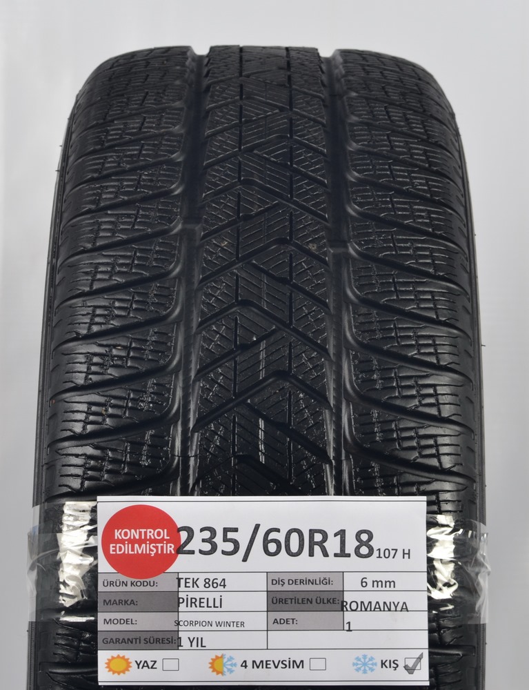 Pirelli 235/60R18 107H 6 mm Scorpion Winter 2.El Kış Lastiği